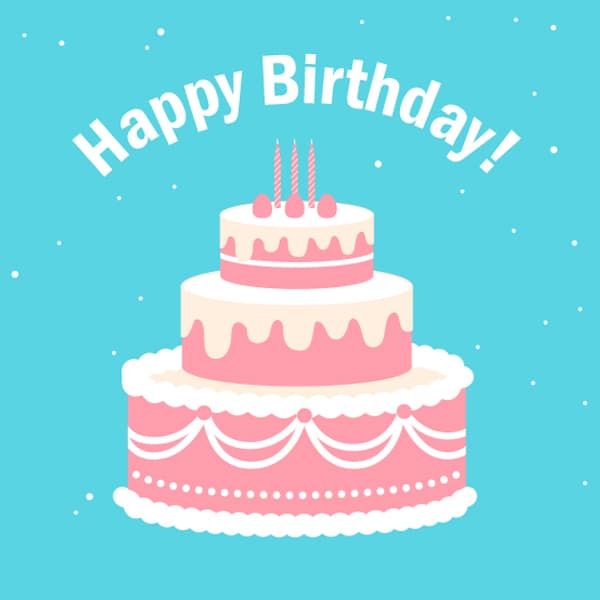 誕生日をお祝いするケーキのイラスト