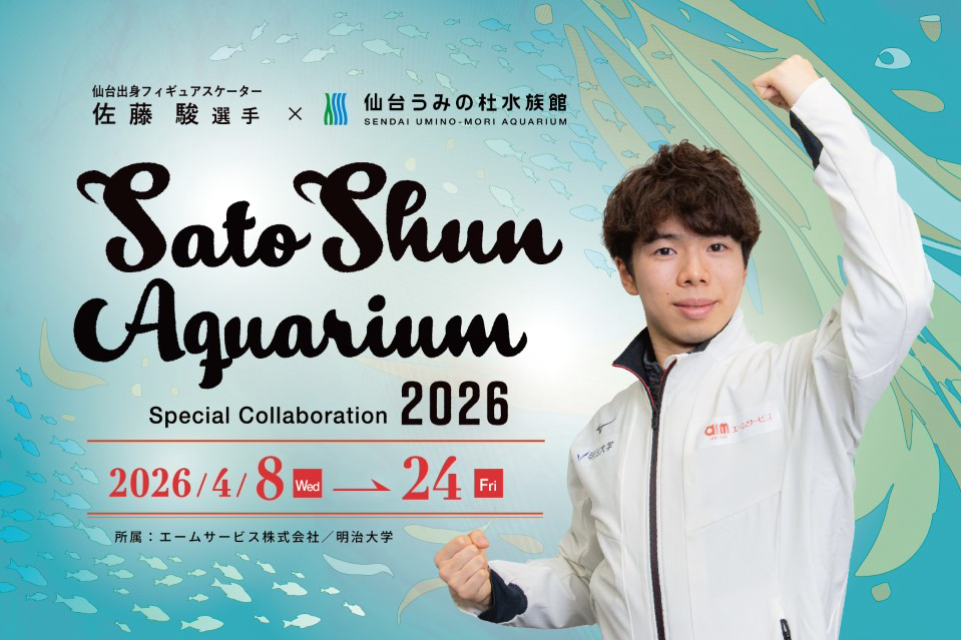 佐藤駿が『仙台うみの杜水族館』の一日館長に 衣装やスケート靴の展示